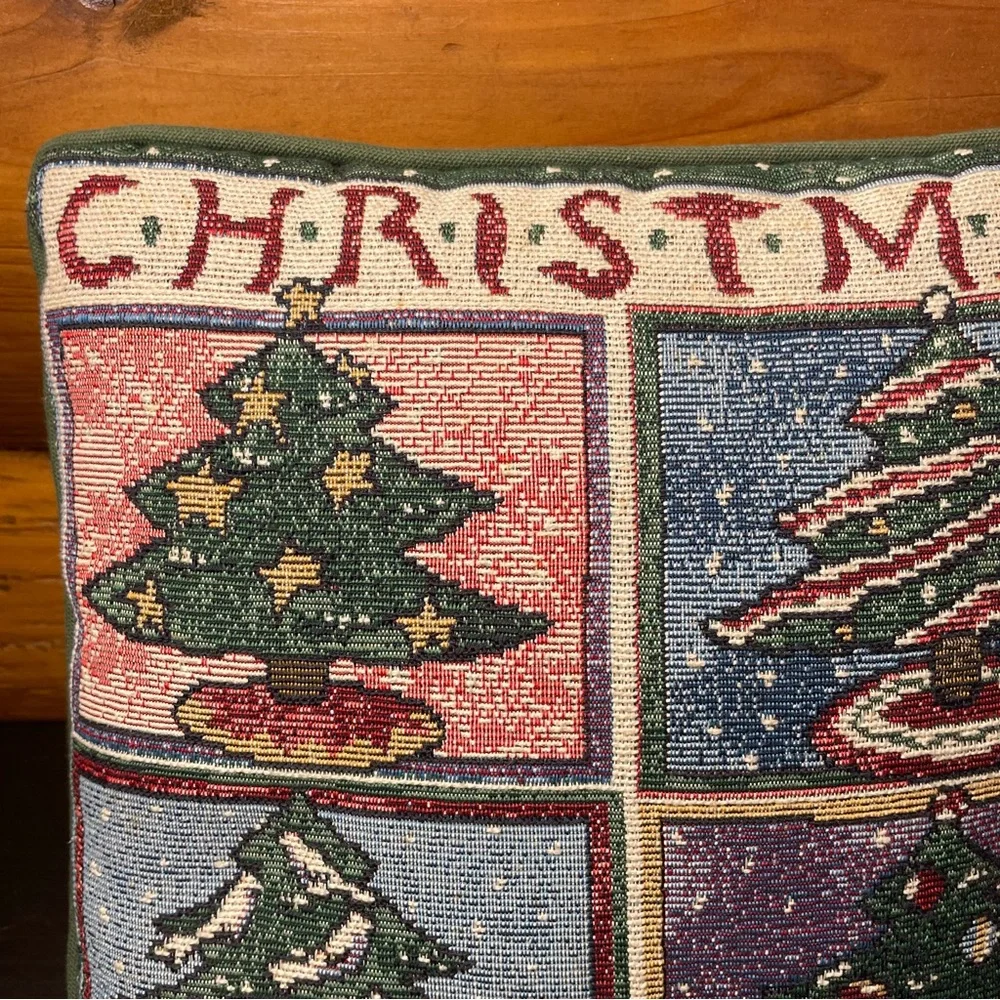 Festive 12x12 Christmas Trees Tapestry Decorative‎ Pillow